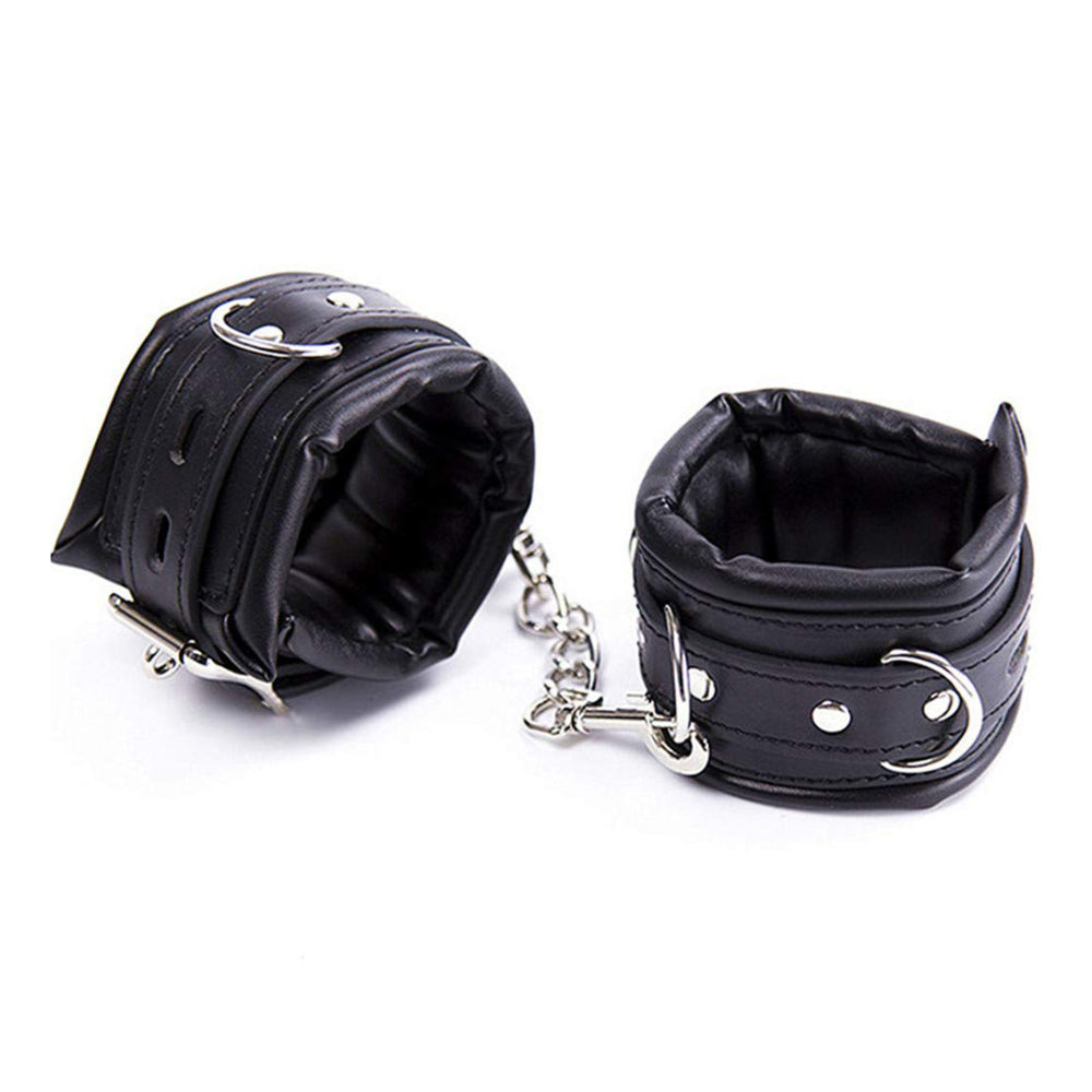 Adjustable soft leather Wrist Black cuffs Κύρια εικόνα προϊόντος