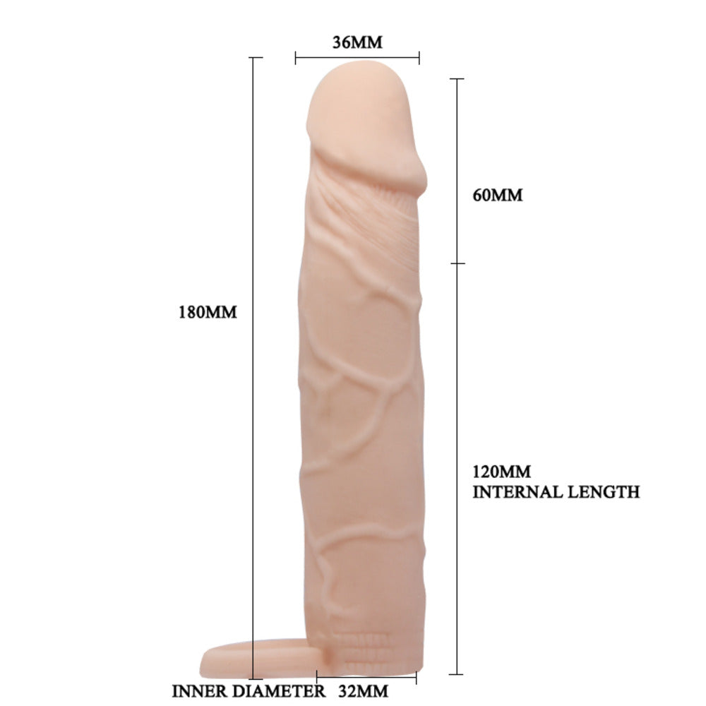 Pretty Love Penis Sleeve CyberSkin 18 cm Δευτερεύουσα εικόνα προϊόντος