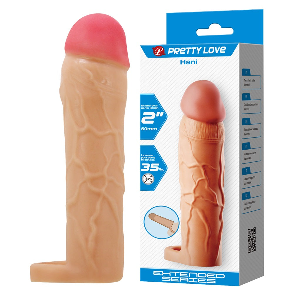 PRETTY LOVE HANI penis extension sleeve with testicles strap