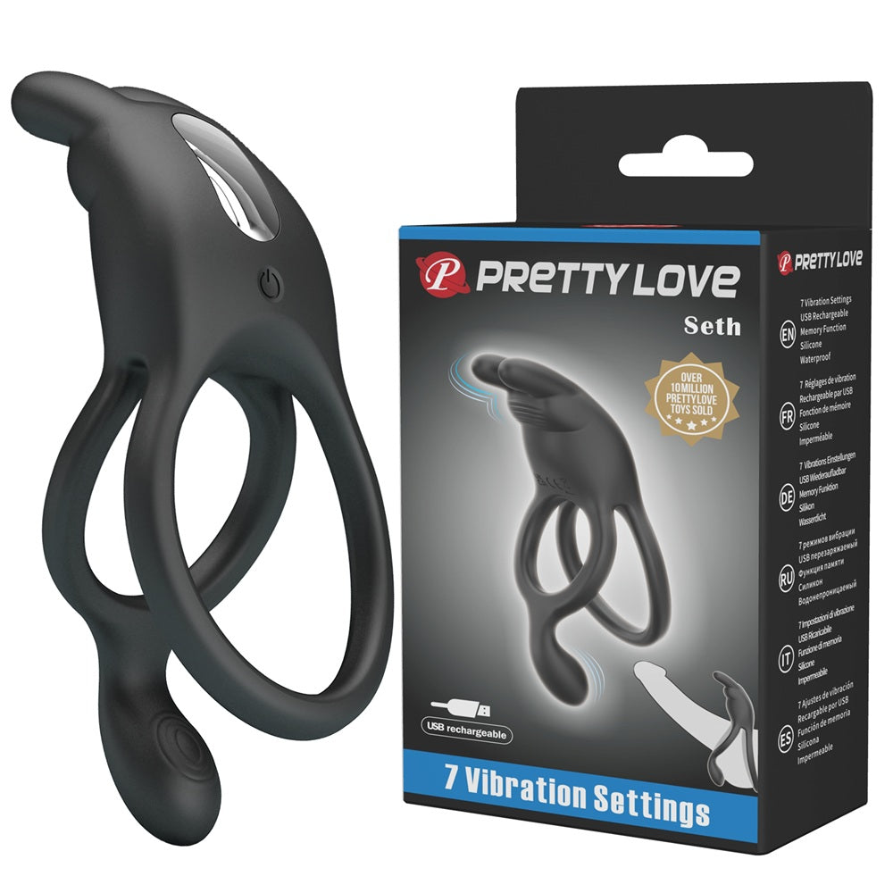 PRETTY LOVE SETH Dual vibrating silicone rings