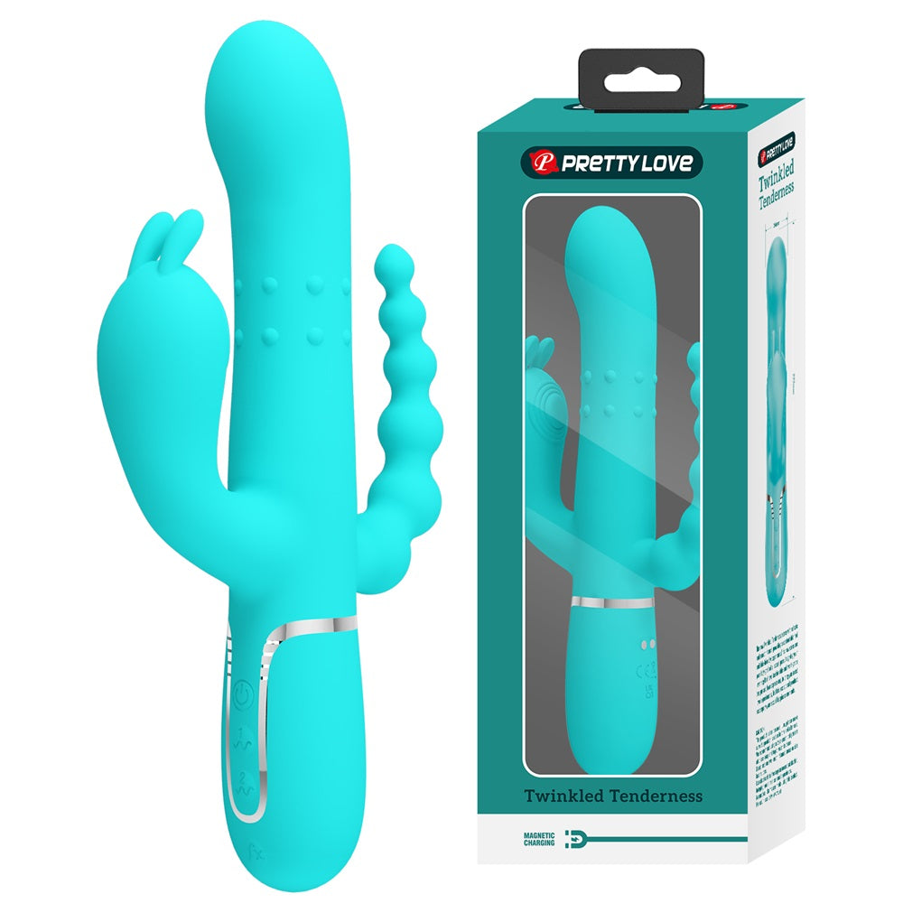 PRETTY LOVE Cammy Trible pleasure vibrator with Anal Beads Green