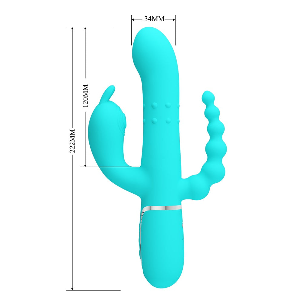 PRETTY LOVE Cammy Trible pleasure vibrator with Anal Beads Green Δευτερεύουσα εικόνα προϊόντος