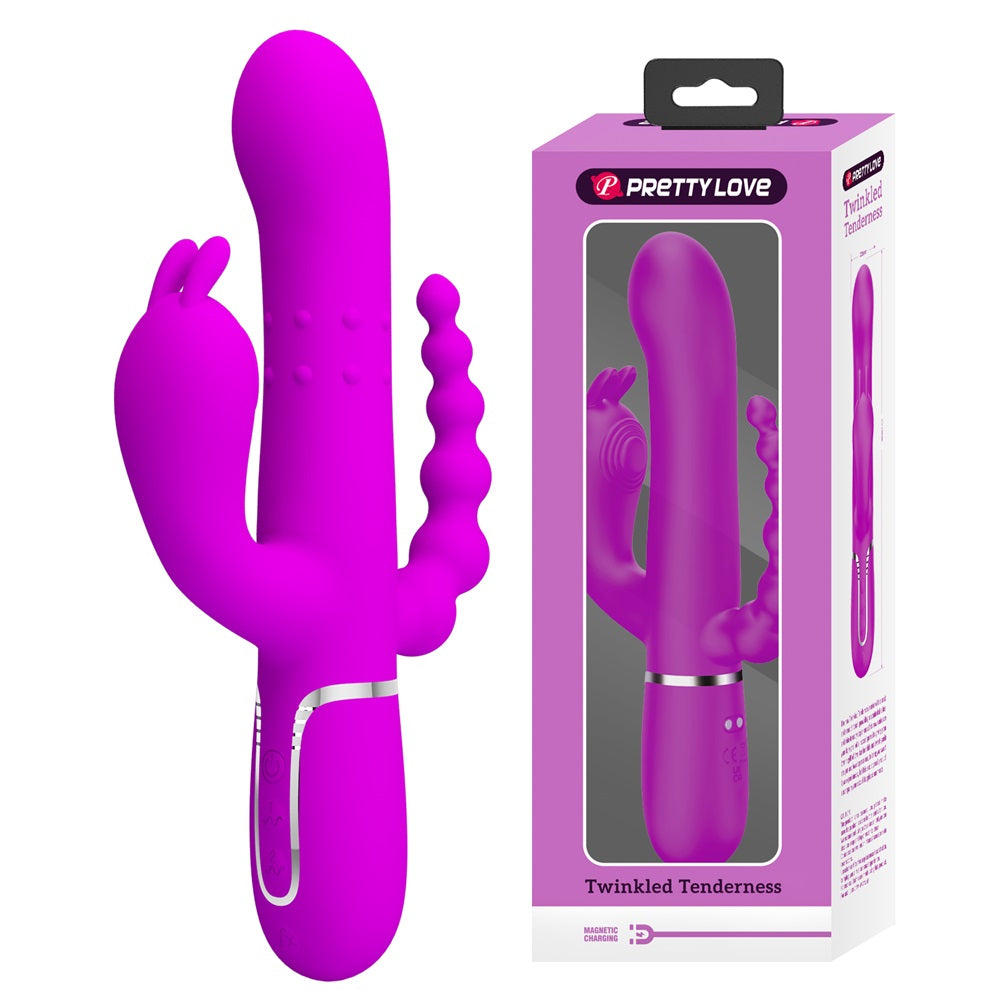 PRETTY LOVE Cammy Trible pleasure vibrator with Anal Beads Pink