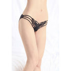Black Embroidered Butterfly Thong
