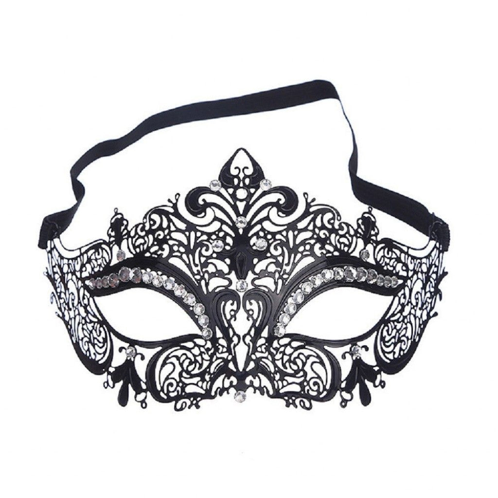 Black Metal Eye Mask with Rhinestone
