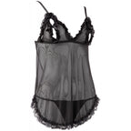 Black Ruffled Babydoll with matching string