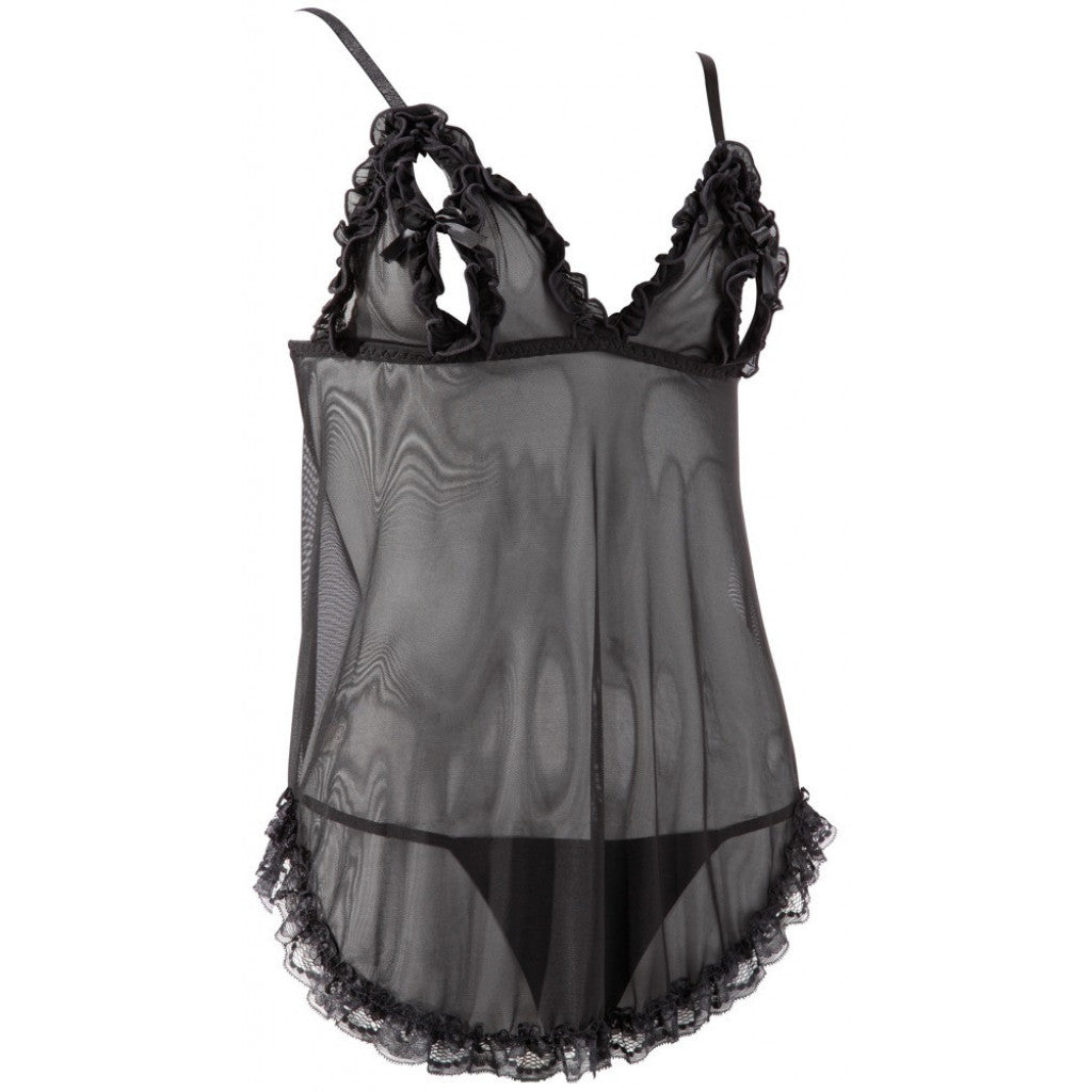 Black Ruffled Babydoll with matching string