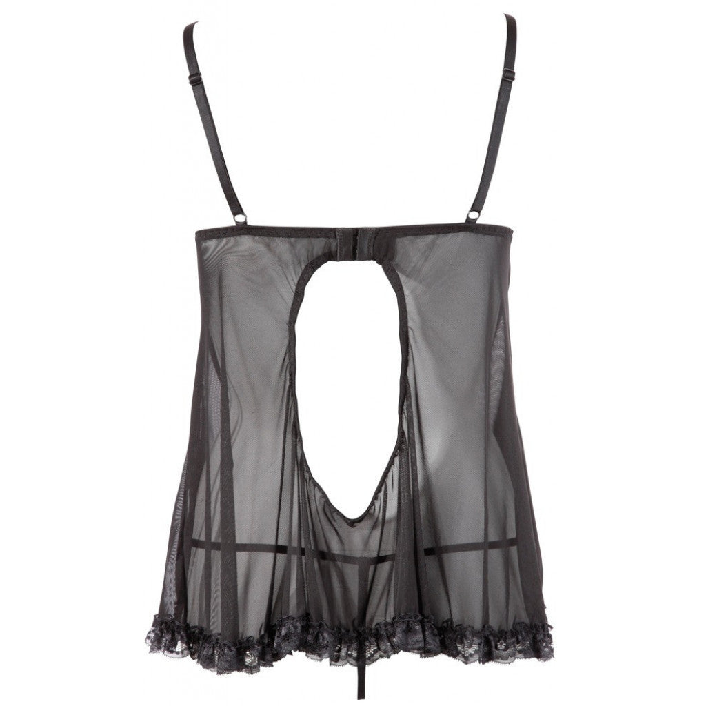 Black Ruffled Babydoll with matching string - image 4