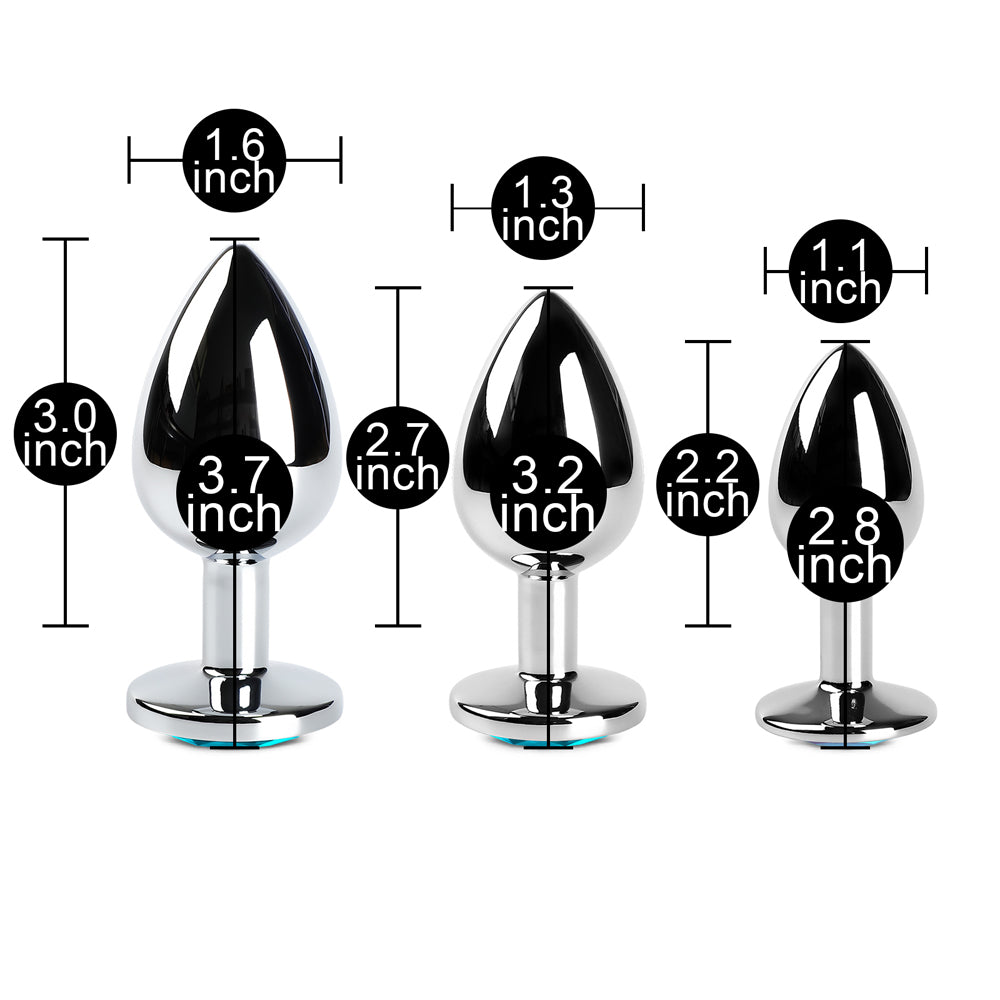 TOYBOY YOUR BOOTY Metal turquoise jeweled plug set