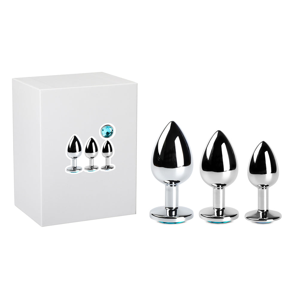 TOYBOY YOUR BOOTY Metal turquoise jeweled plug set