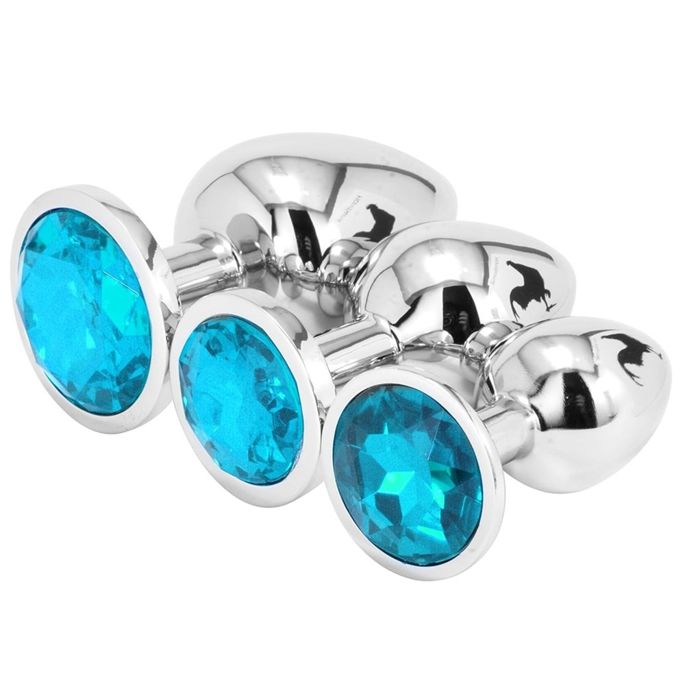 TOYBOY YOUR BOOTY Metal turquoise jeweled plug set Secondary image