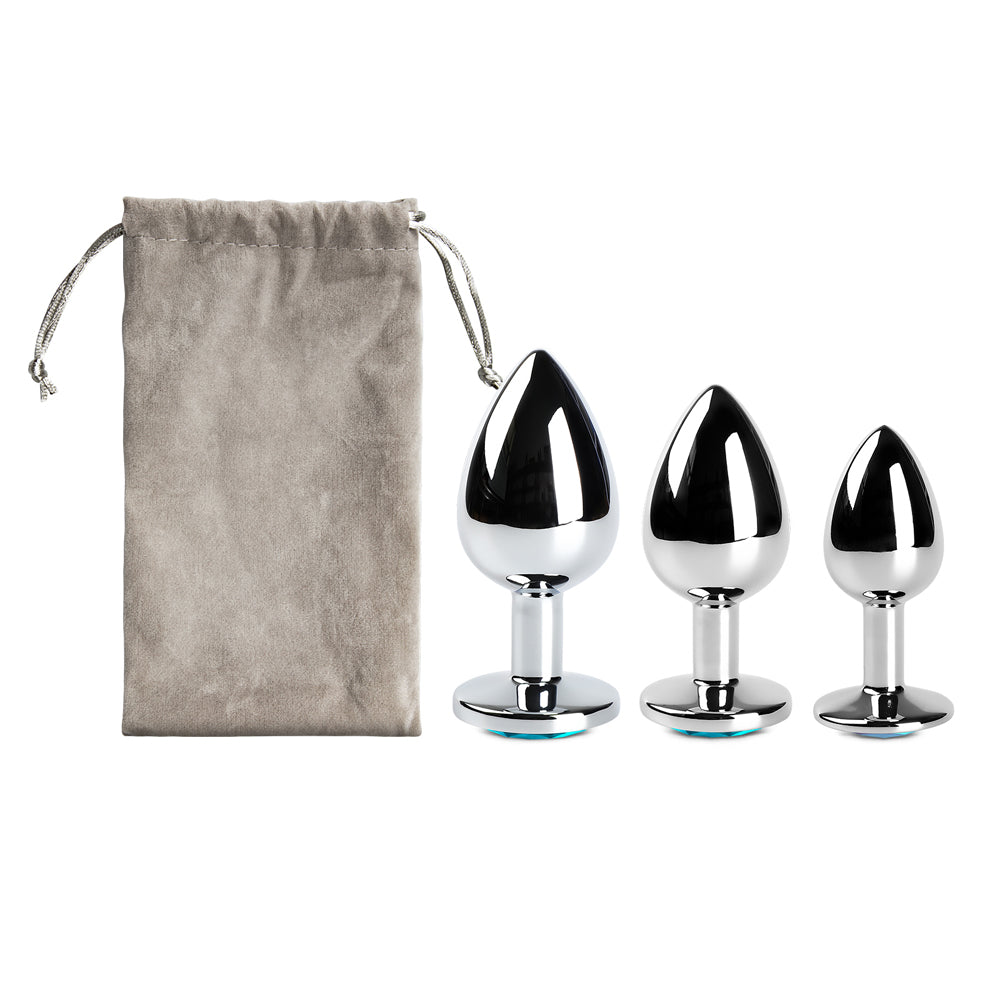 TOYBOY YOUR BOOTY Metal turquoise jeweled plug set