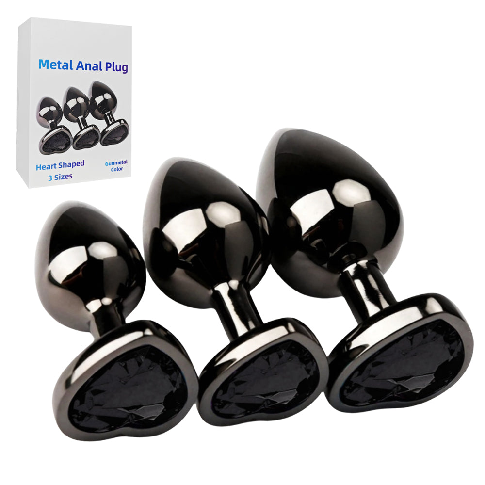 TOYBOY TRIO LUVASS Anal Plug Set with Black Heart Gem Base