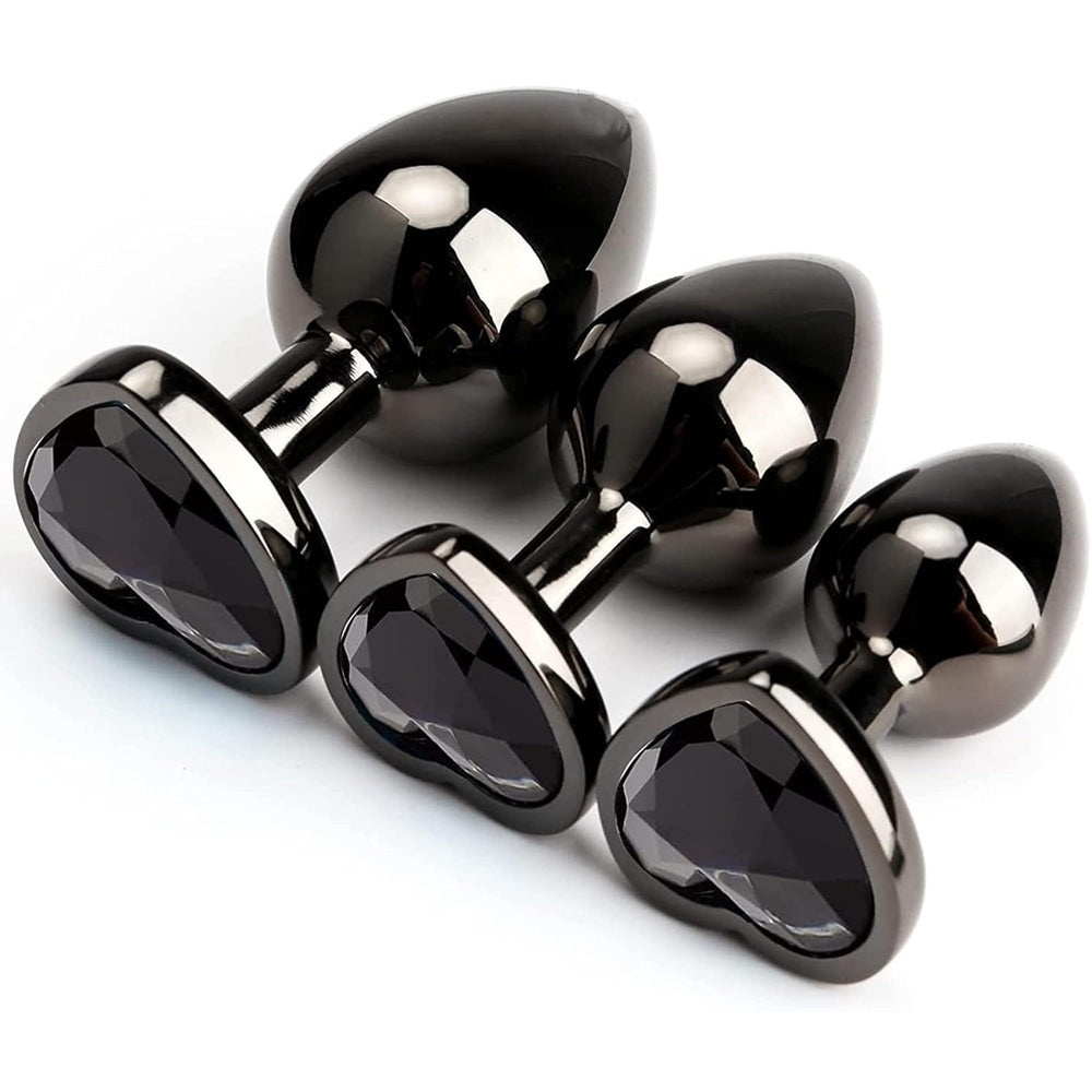 TOYBOY TRIO LUVASS Anal Plug Set with Black Heart Gem Base