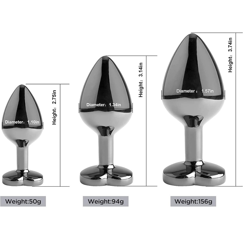 TOYBOY TRIO LUVASS Anal Plug Set with Black Heart Gem Base