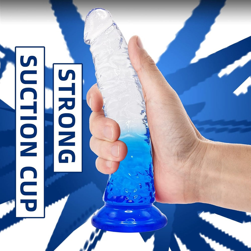 TOYBOY Clear-Blue TPE Dildo with suction cup 19 cm - image 3