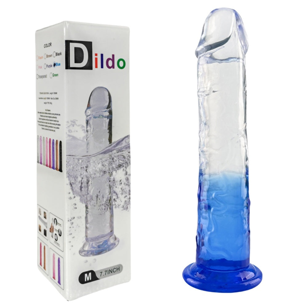 TOYBOY Clear-Blue TPE Dildo with suction cup 19 cm