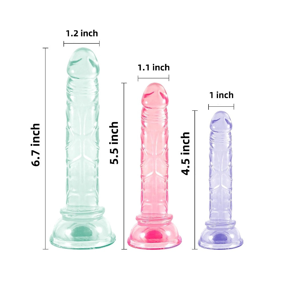 TOYBOY 3-Piece Multicolor TPE Dildo Set with suction