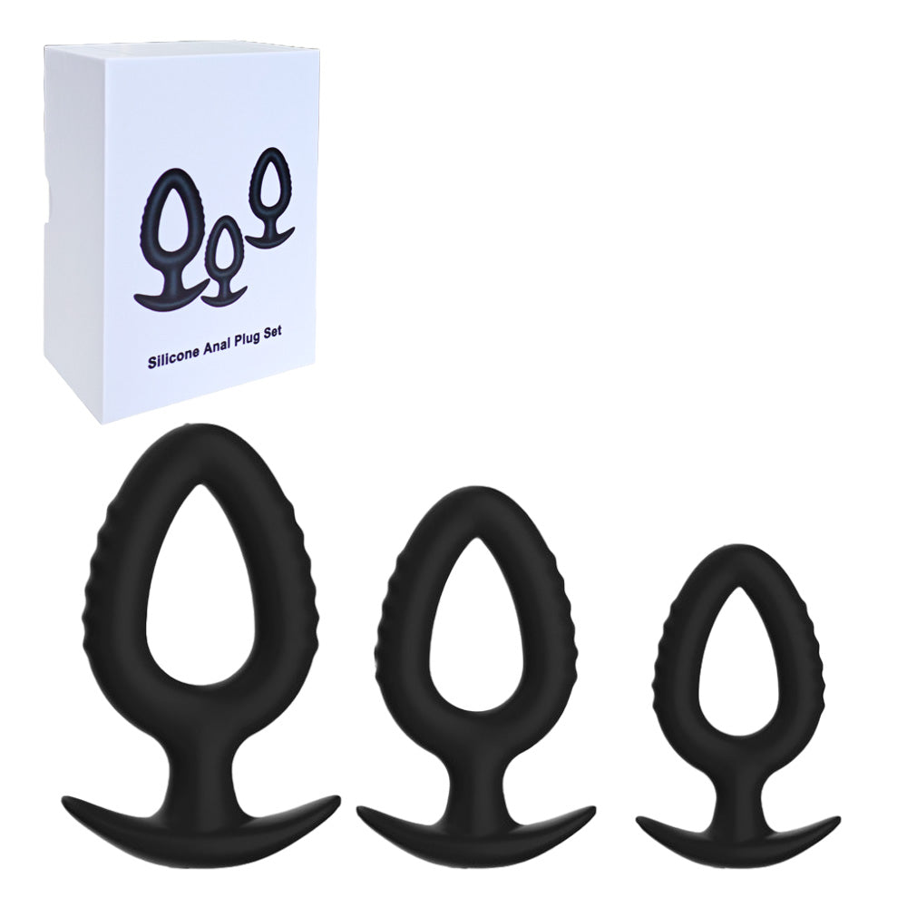 BRUNO SET 3-Piece Black Silicone Anal Plugs Κύρια εικόνα προϊόντος