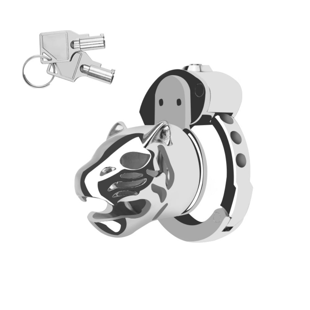 CAGE LOVER Tiger Head Stainless Steel Penis chastity