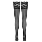 Hold-up Stockings with 14 cm wide lace top BLACK - image 5