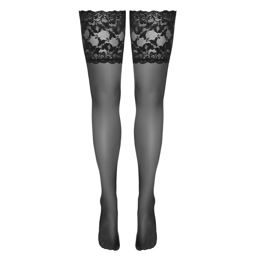 Hold-up Stockings with 14 cm wide lace top BLACK - image 4