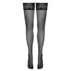 Hold-up Stockings with 9 cm wide lace top BLACK