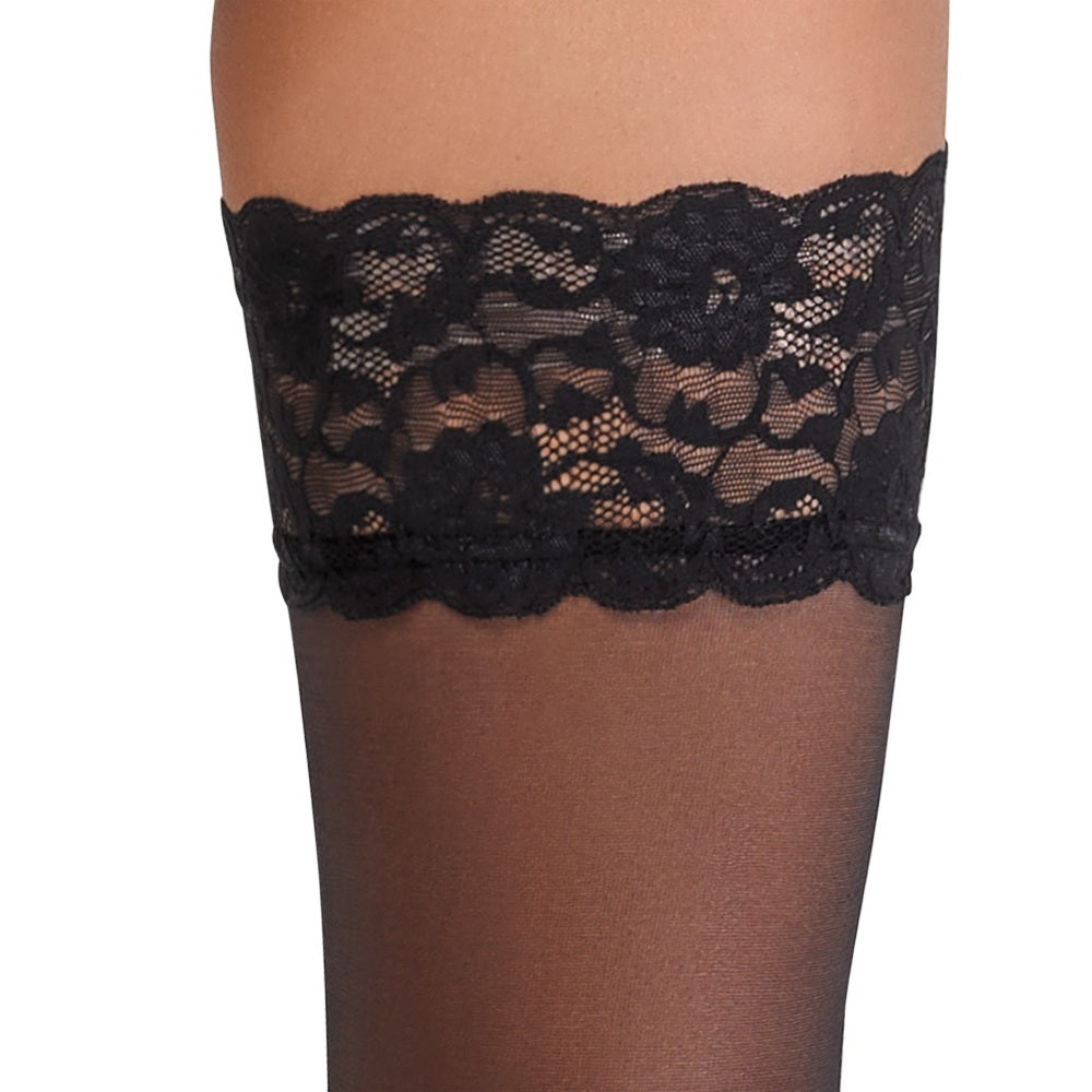 Hold-up Stockings with 9 cm wide lace top BLACK - image 5