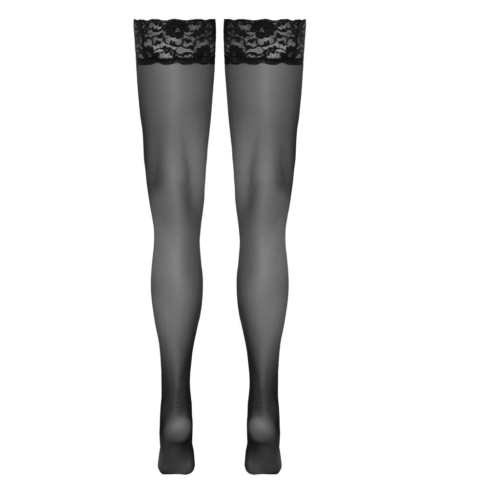 Hold-up Stockings with 9 cm wide lace top BLACK - image 4