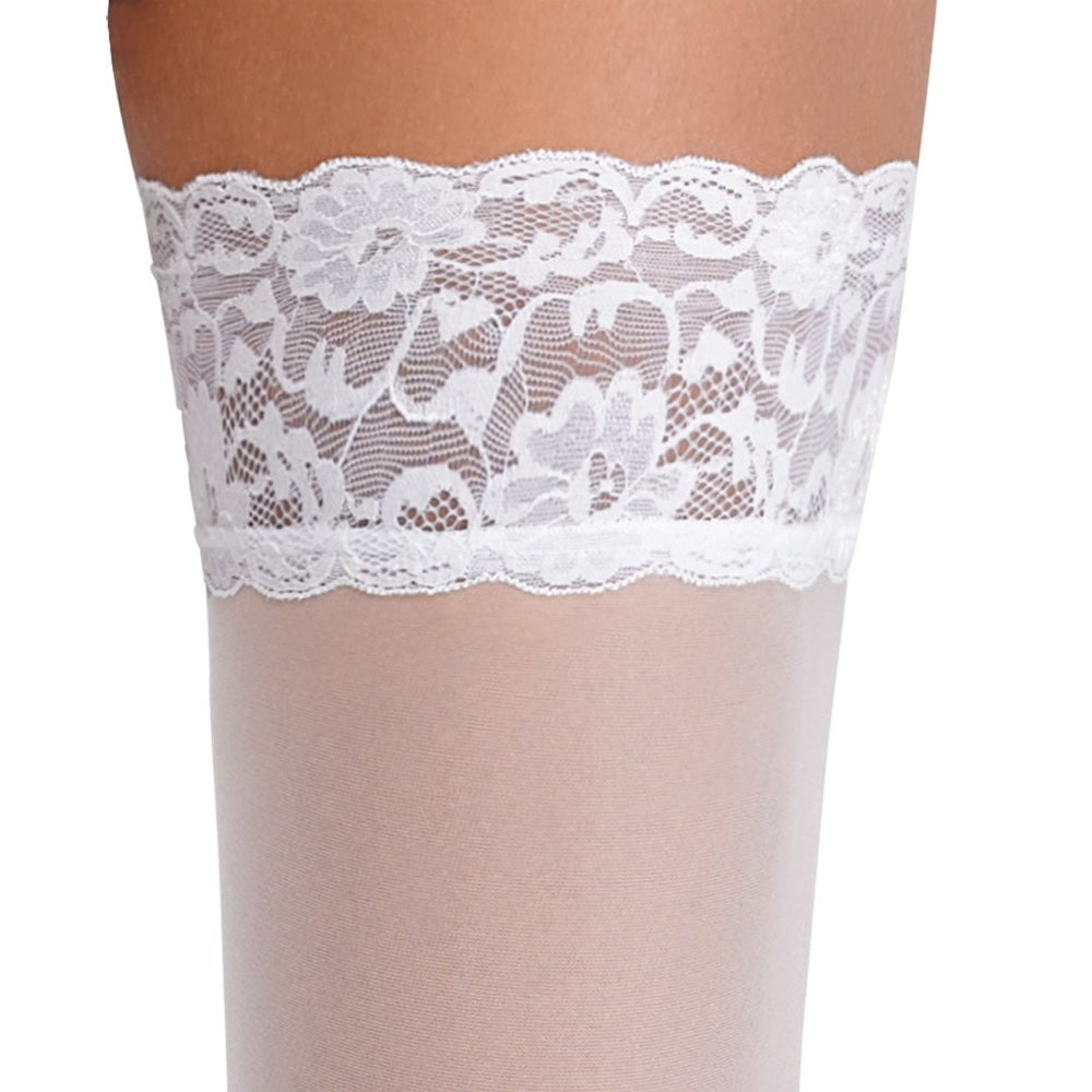 Hold-up Stockings with 9 cm wide lace top WHITE - image 6