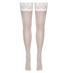 Hold-up Stockings with 9 cm wide lace top WHITE - image 4