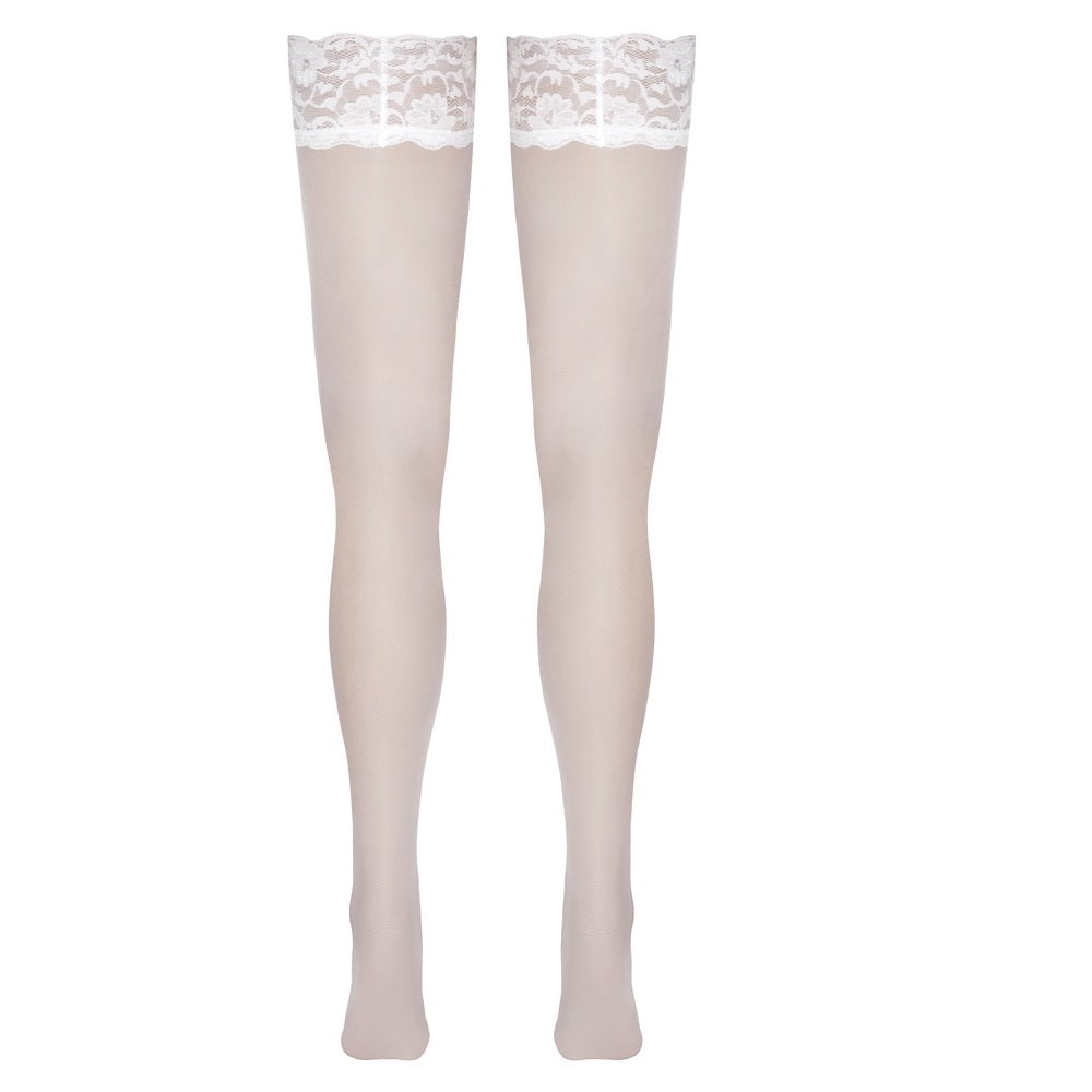 Hold-up Stockings with 9 cm wide lace top WHITE - image 5