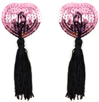 Naughty Toys Pink Heart Burlesque Sequin Nipple Black Tassels - image 3
