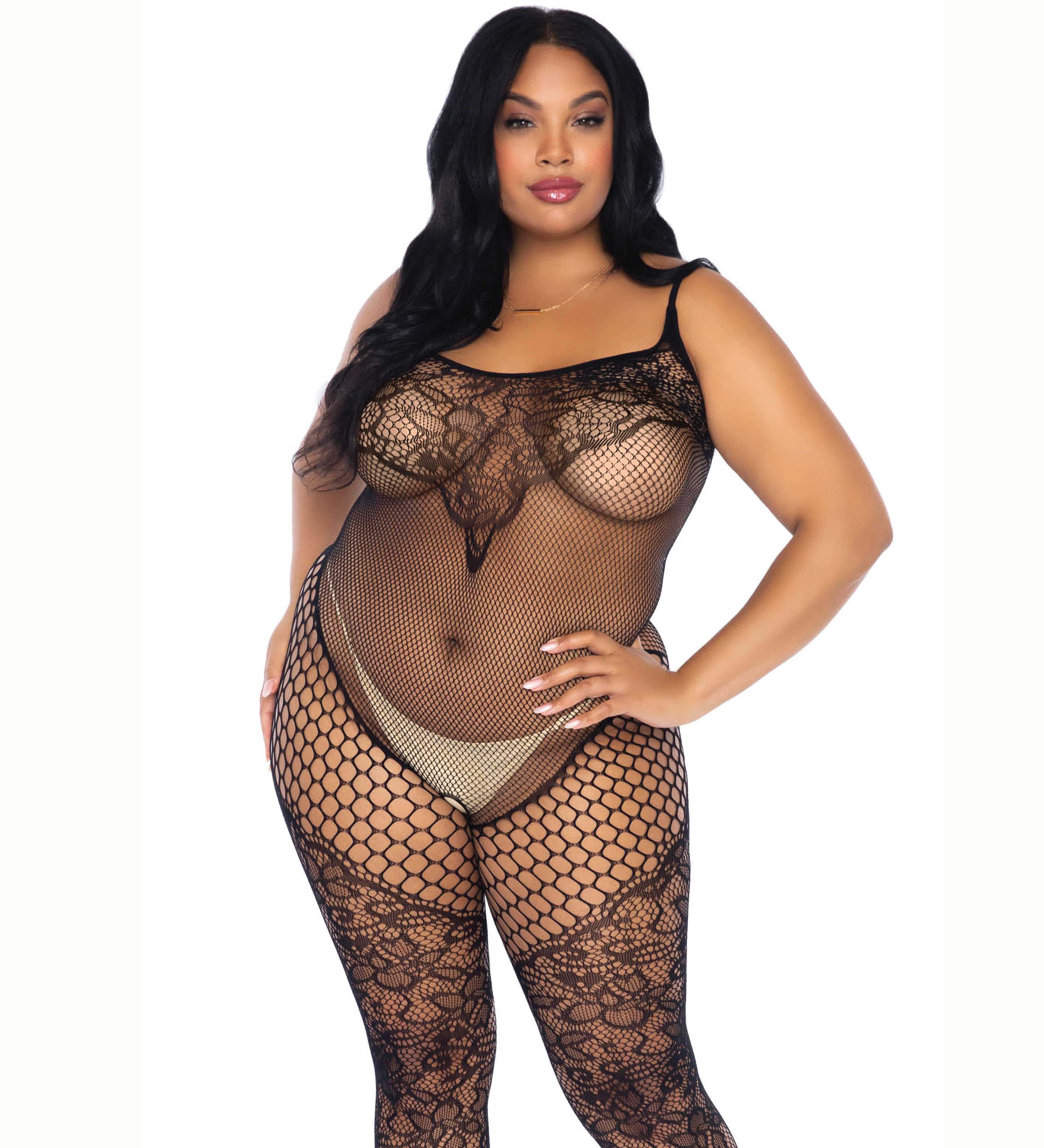 Leg Avenue Plus Size Lace-Net Bodystocking