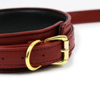 NAUGHTY TOYS fetish Wine RED leather collar with leash - image 3