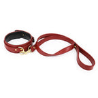 NAUGHTY TOYS fetish Wine RED leather collar with leash - image 6