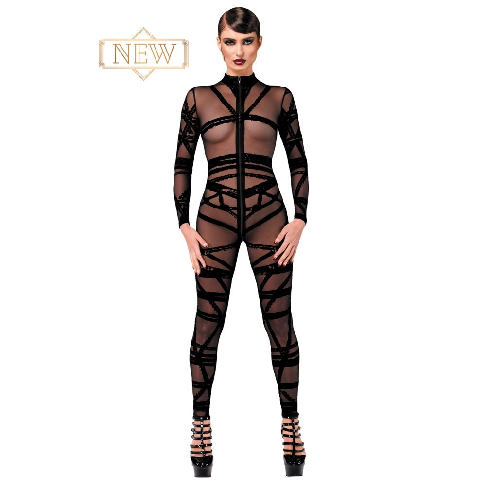 Noir Handmade Bondesque Black Catsuit Δευτερεύουσα εικόνα προϊόντος