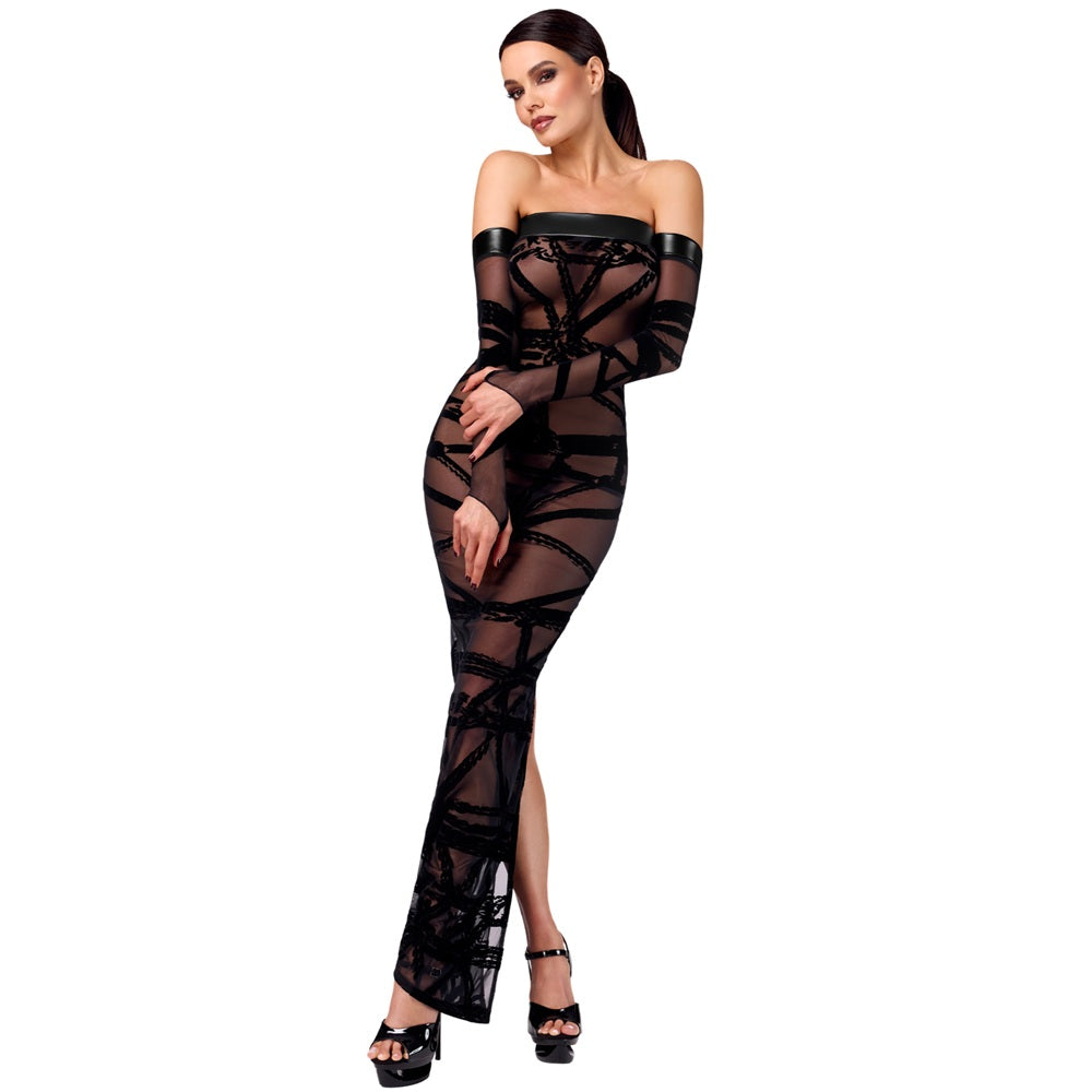 Noir Handmade Bondesque Opera Off-shoulder long dress BLACK - image 10