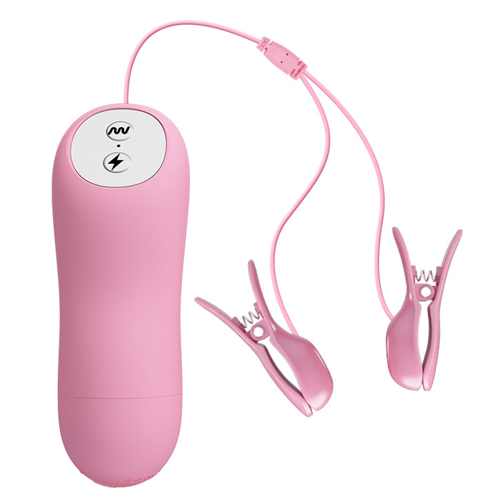 Pink Romantic Wave Vibrating nipple clamps with Electro stimulation - image 7