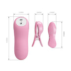 Pink Romantic Wave Vibrating nipple clamps with Electro stimulation