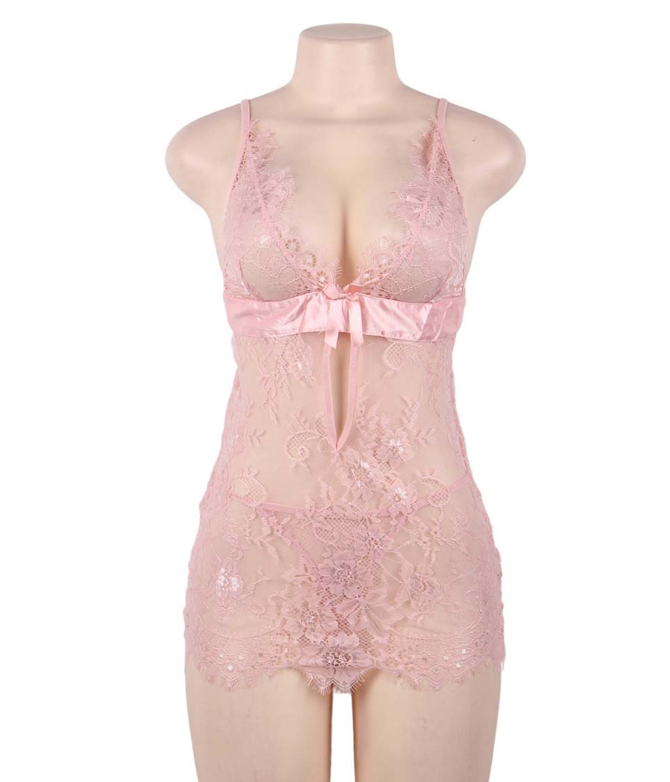Please Me Pink Babydoll with String - image 8