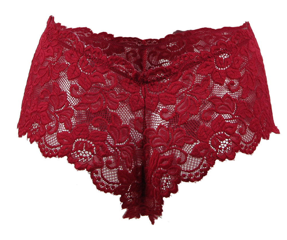 Plus Size Hot Red Floral Lace Short