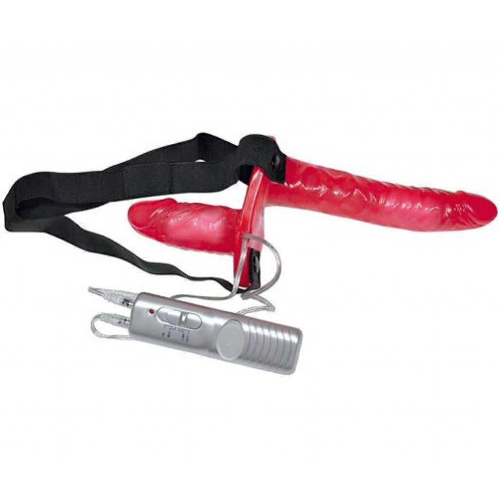 Red Double Strap On with vibration Bad Kitty