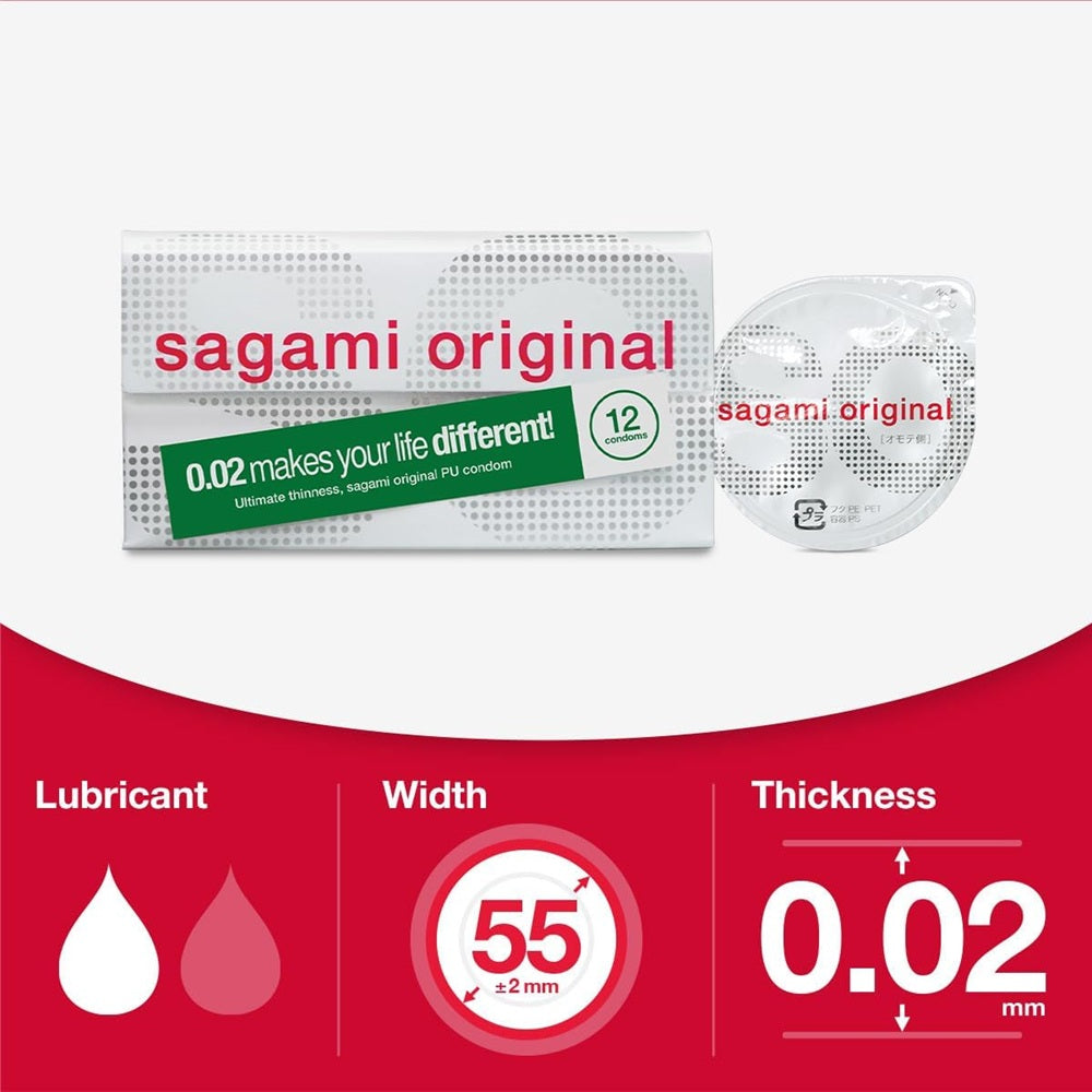 Sagami 0.02 Ultra thin latex-free Polyurethane condoms 12 pack