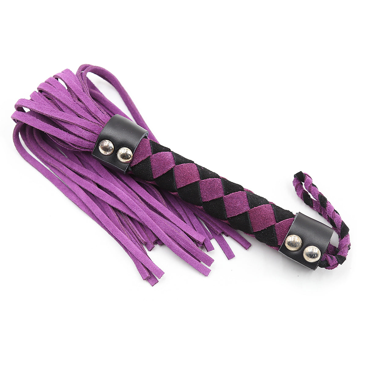 Bondage Spanking Nubuck leather flogger Purple Black 38 cm - image 4