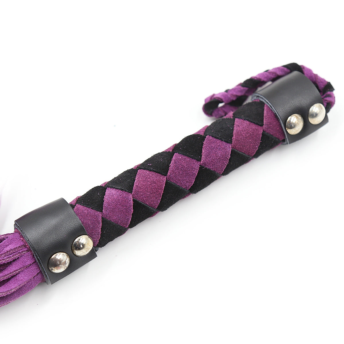 Bondage Spanking Nubuck leather flogger Purple Black 38 cm - image 2
