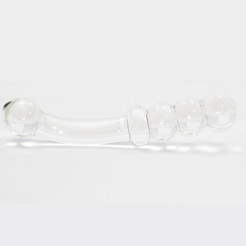 Crafted ribbed and beaded crystal clear glass Dildo 20 X Ø 2 cm - image 2