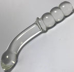 Crafted ribbed and beaded crystal clear glass Dildo 20 X Ø 2 cm - image 3