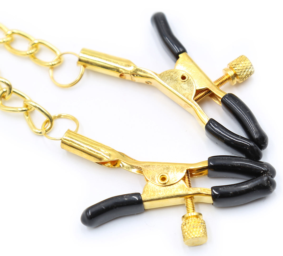 Golden Necklace chain with adjustable nipples and labia clamps - image 2