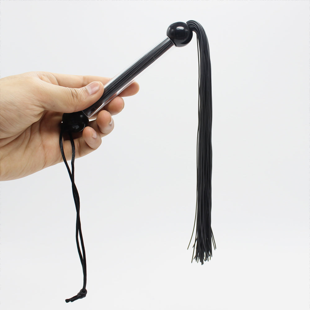 NAUGHTY TOYS Black fetish silicone flogger whip 45 cm